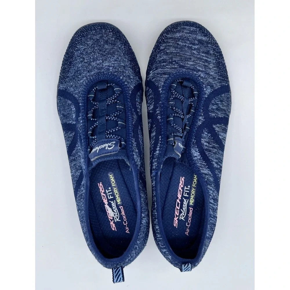 Skechers Shoes Women's 8.5 Blue Relaxed Fit Slip On Air‎ Cooled Memory Foam Knit